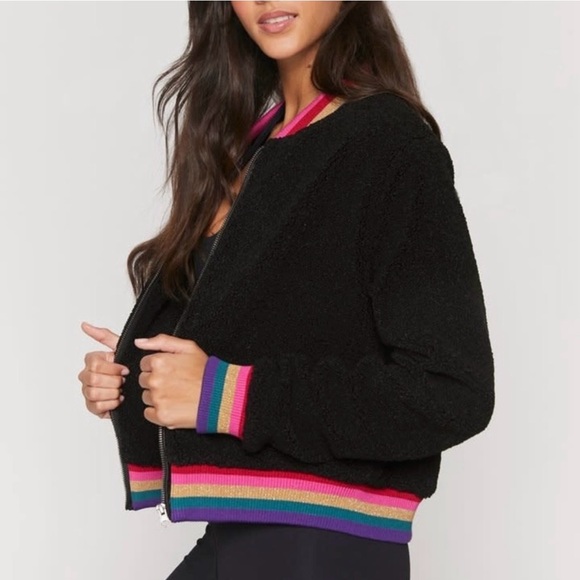 Spiritual Gangster Everything SG Furry Bomber Jacket, Vintage Black Loved - Picture 2 of 15